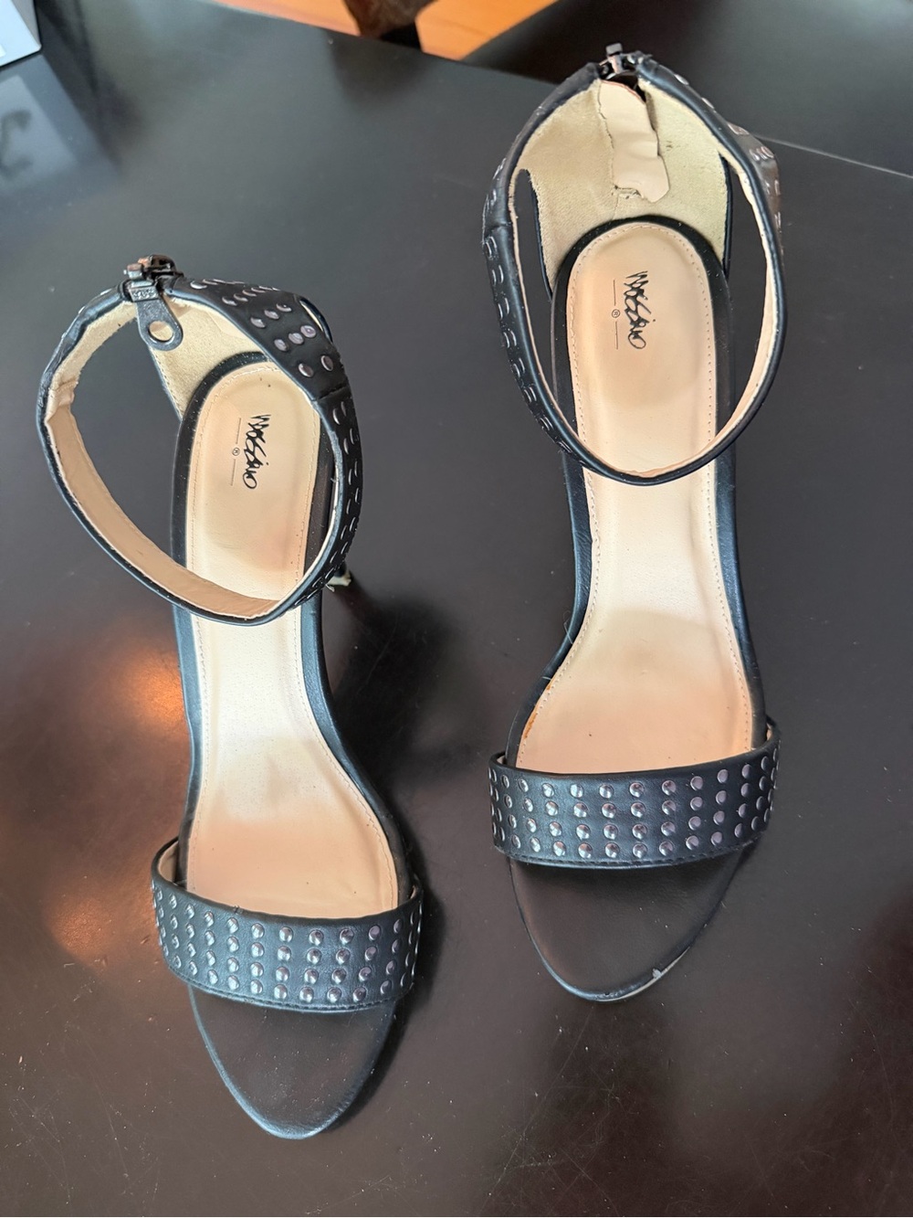 Mossimo Supply Co. Black Studded Ankle-Strap Heels